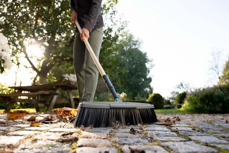 Gardena PureLine straatbezem 45cm kunststof met steel 140cm