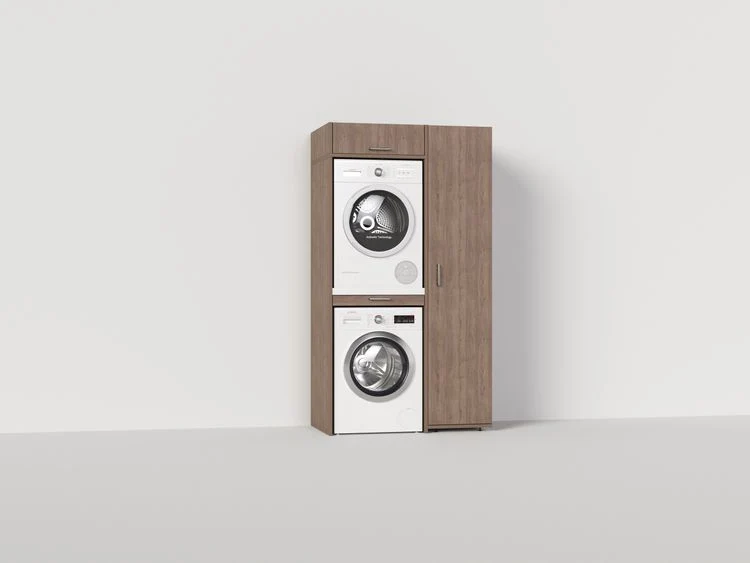 Wastoren kastenwandset droger op wasmachine + lades eiken 65x112x207cm
