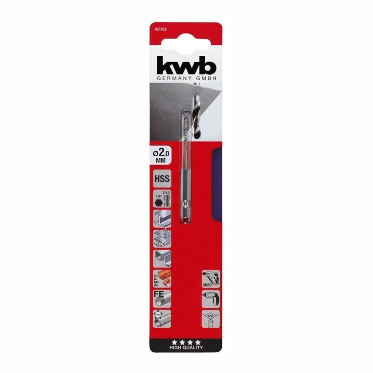 KWB HSS boor 1/4'' 6-kant Ø2mm