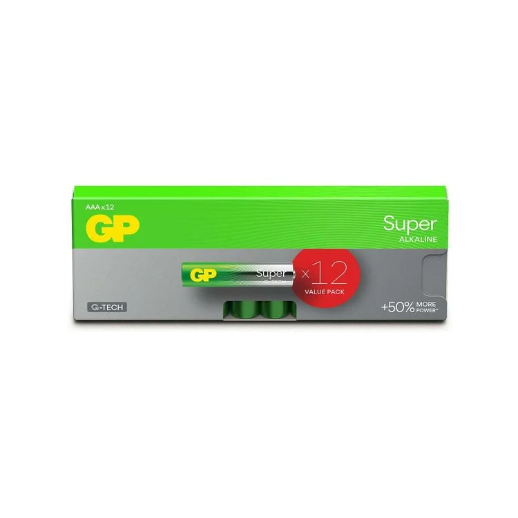 GP Super G-Tech AAA batterij alkaline 1,5V 12st