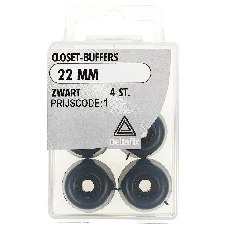 Deltafix closet-buffer zwart kunststof 20x20x10mm 4st