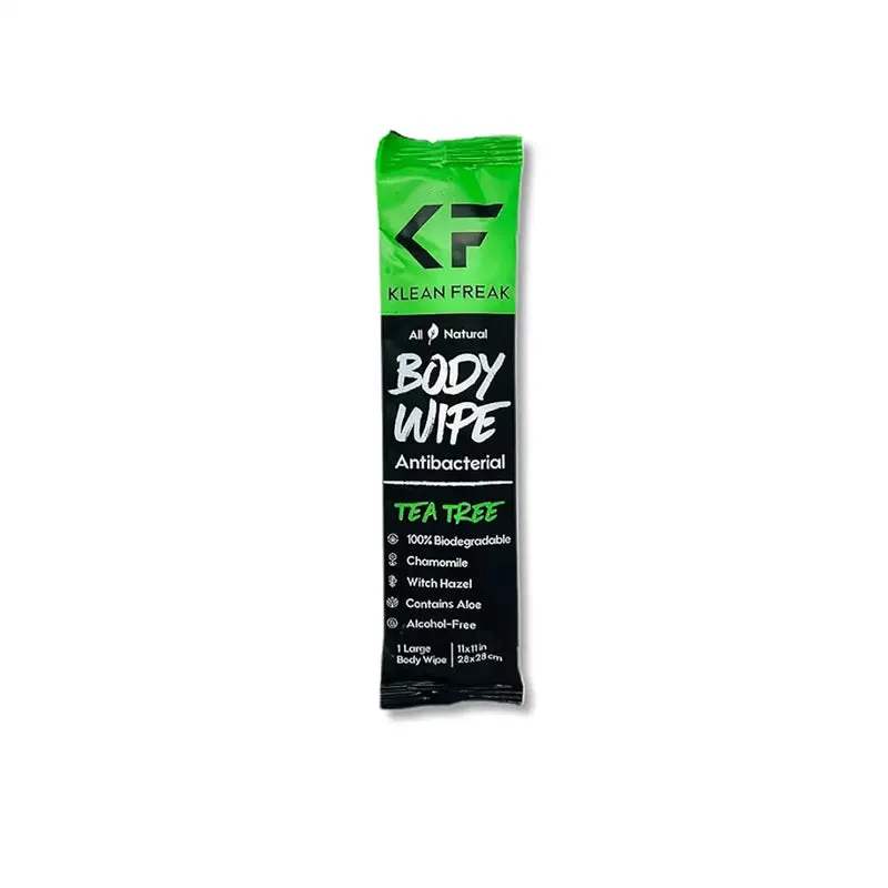 Klean Freak Body Wipes – Single Sachet with Tea Tree – Portable & Refreshing