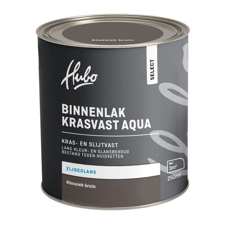 Hubo Select binnenlak zijdeglans klassiek bruin 250ml