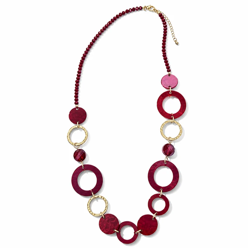 Lange Rode Ketting met Ringen