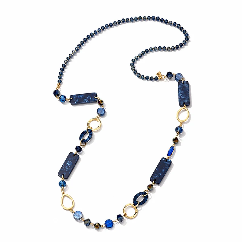 Lange Blauwe Kralenketting