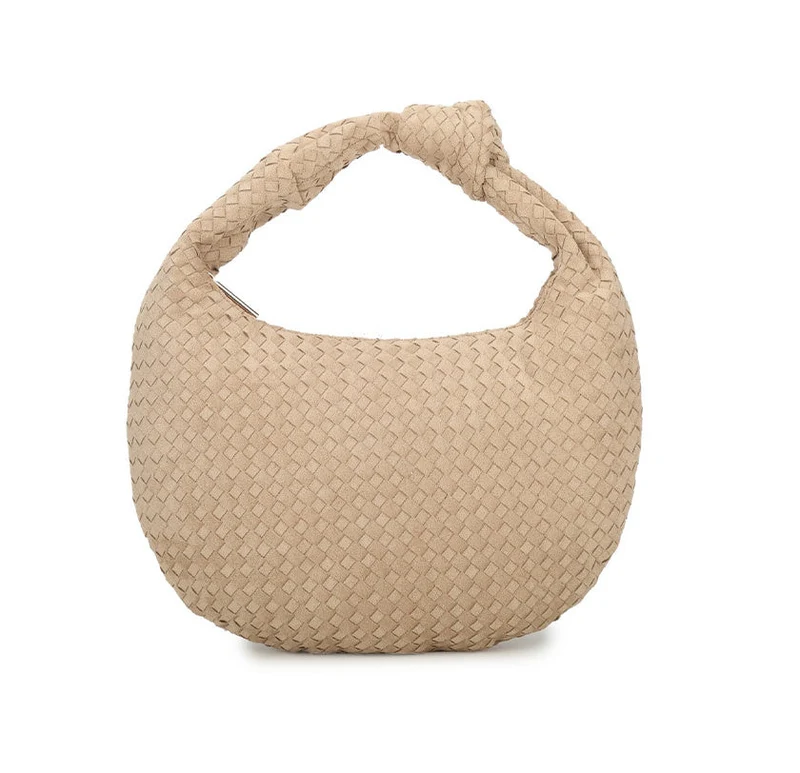 Taupe Gevlochten Suède Hobo Tas
