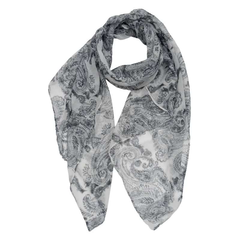 Wit-Zwarte Dames Sjaal met Print