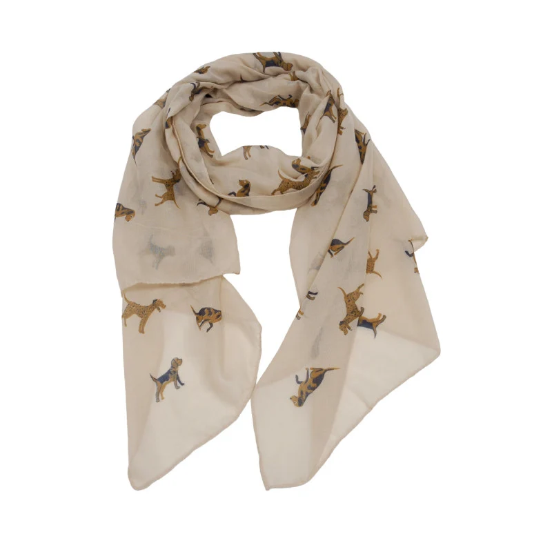 Beige Dames Sjaal met Hondenprint