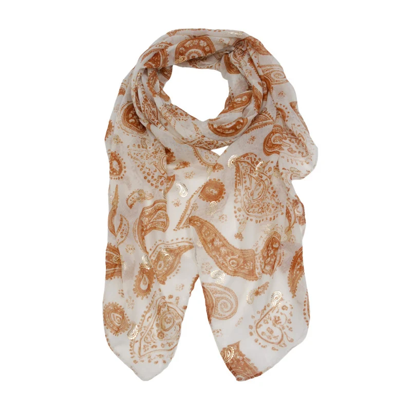 Roestkleurige Dames Sjaal met Goudprint