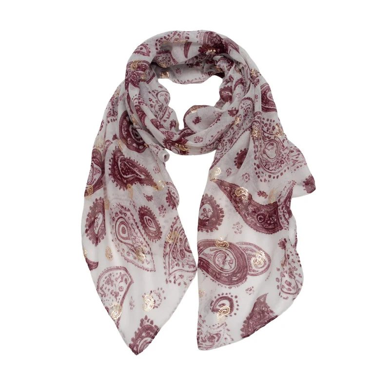 Bordeaux Dames Sjaal met Goudprint