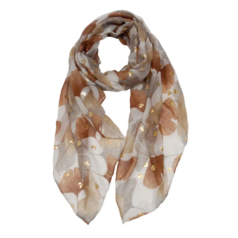 Beige Dames Sjaal met Goudprint