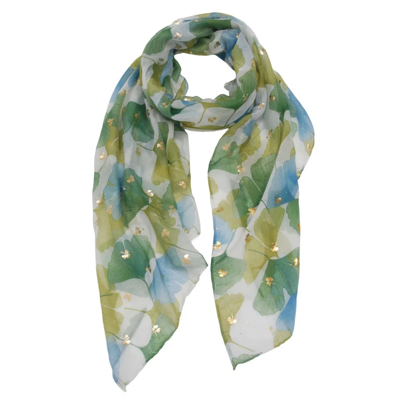Blauwgroene Dames Sjaal met Goudprint