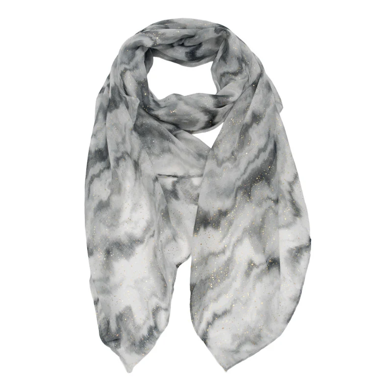 Grijze Dames Sjaal met Goudprint