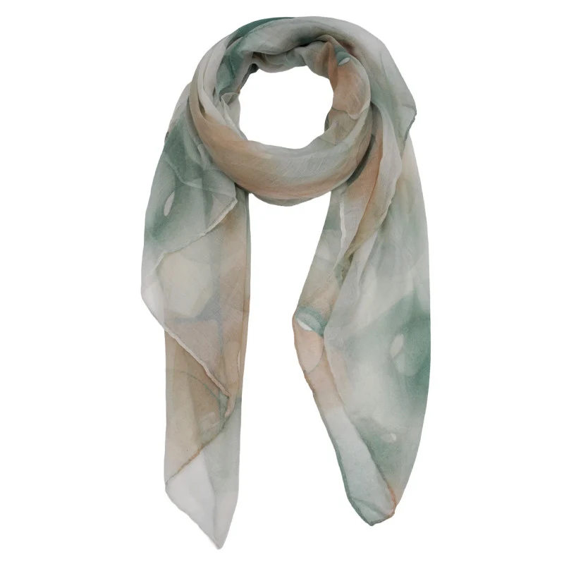 Beige-Groene Dames Sjaal met Print