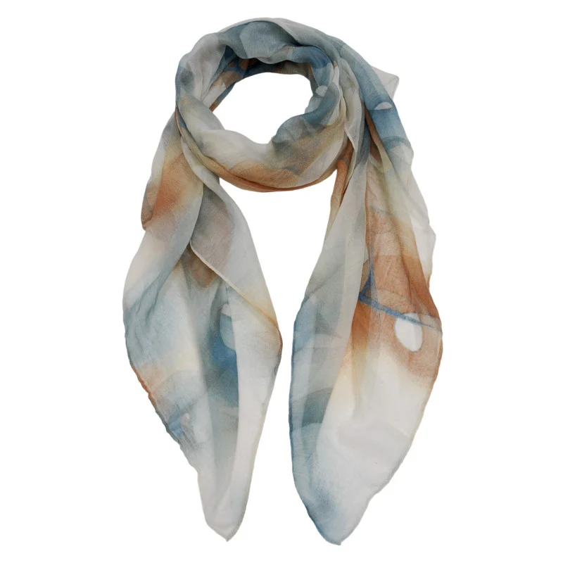 Turkoois-Bruine Dames Sjaal met Print