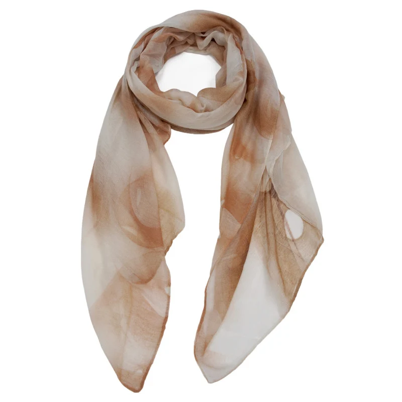 Beige-Bruine Dames Sjaal met Print