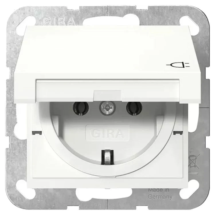 Gira inbouw stopcontactdoos met klep 1-voudig randaarde polar wit