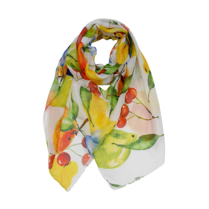Gele Dames Sjaal met Fruitprint