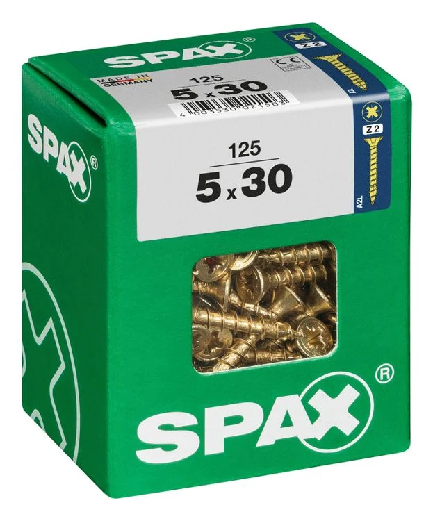 Spax schroef pozidrive verzinkt 5x30mm 125st
