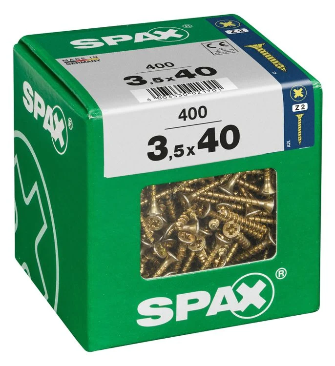 Spax schroef pozidrive verzinkt 3,5x40mm 400st