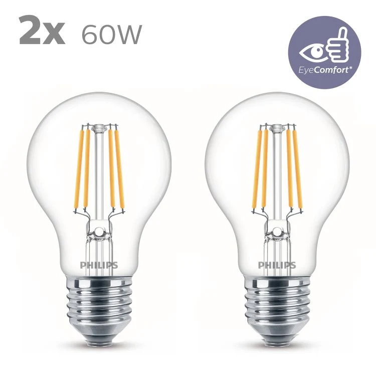 Philips LED lamp kogel E27 helder ww 3,4W 470LM 2st
