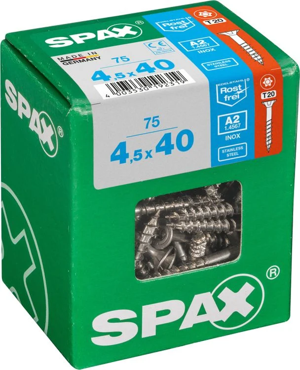 Spax A2 schroef T-star plus verzonken kop 4,5x40mm 75st