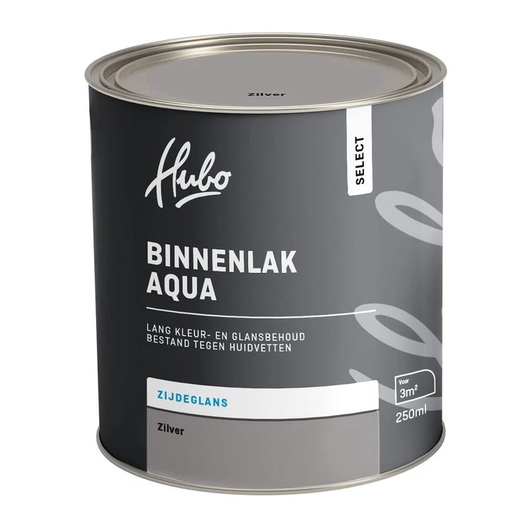 Hubo Select binnenlak zijdeglans zilver 250ml