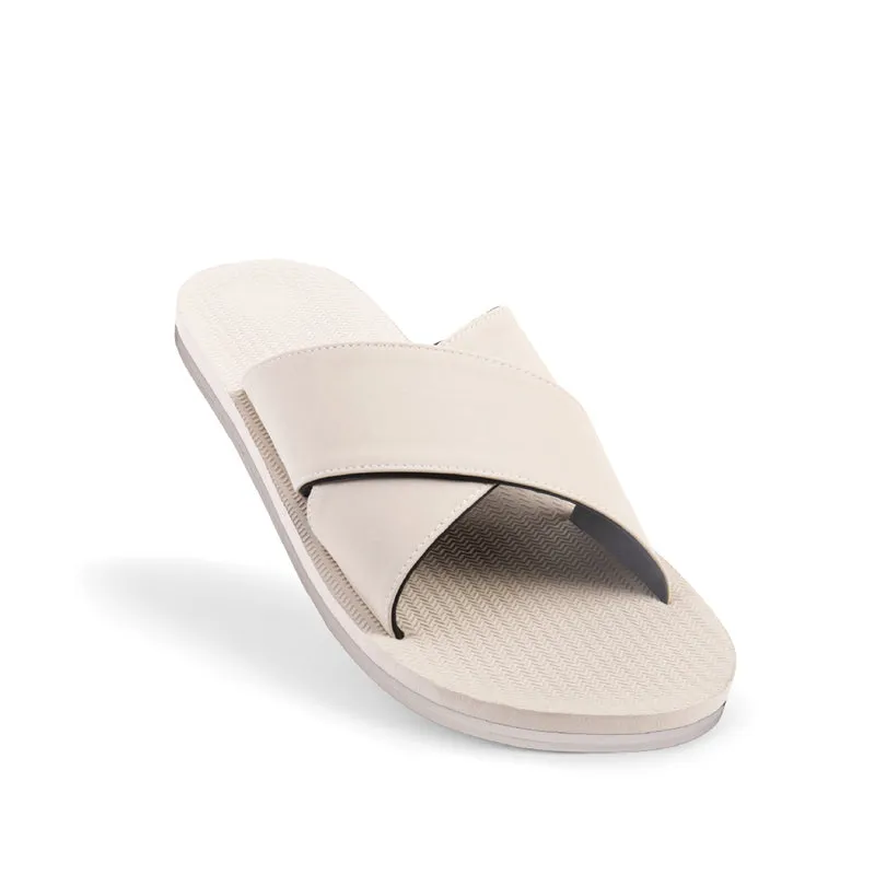 Indosole Women’s Sneaker Sole Cross Sandals – Sea Salt | Eco-Friendly Footwear