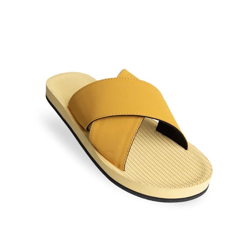 Indosole Essentials Cross Women Honey/Mustard Sandals – Eco-Friendly & Stylish Footwear