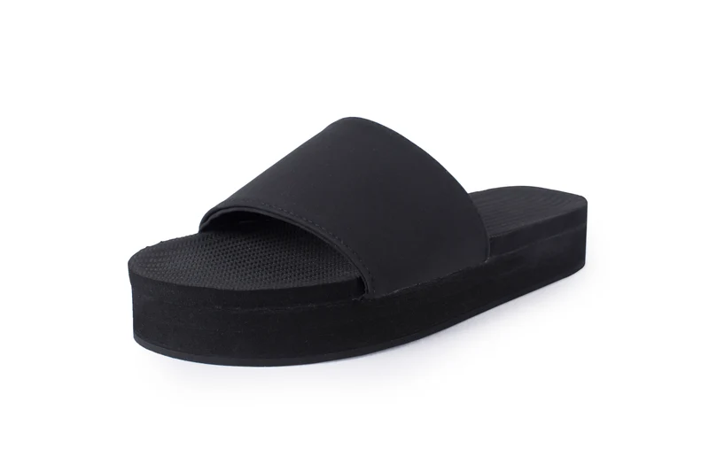 Indosole Women’s Essentials Platform Slides – Black Sustainable Footwear