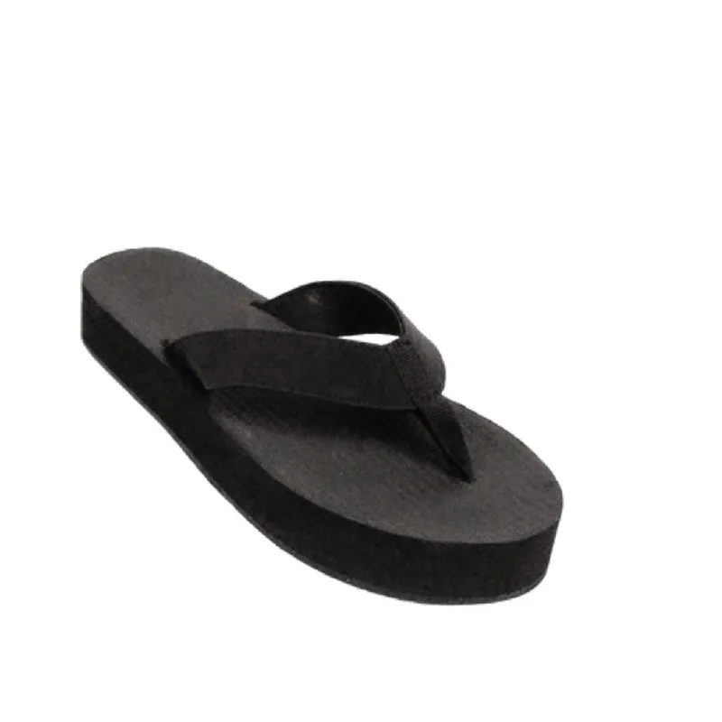 Indosole Women’s Platform Flip Flops – Black | Eco-Friendly Essentials Footwear