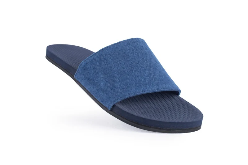 Indosole Women’s Pable Slides – Shore/Indigo Shore | Recycled Fabric Eco-Friendly Footwear