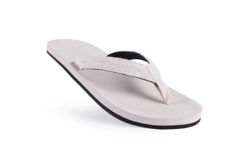 Indosole Men’s Flip Flops – Recycled Fabric Sea Salt/Natural Sole | Eco-Friendly & Durable