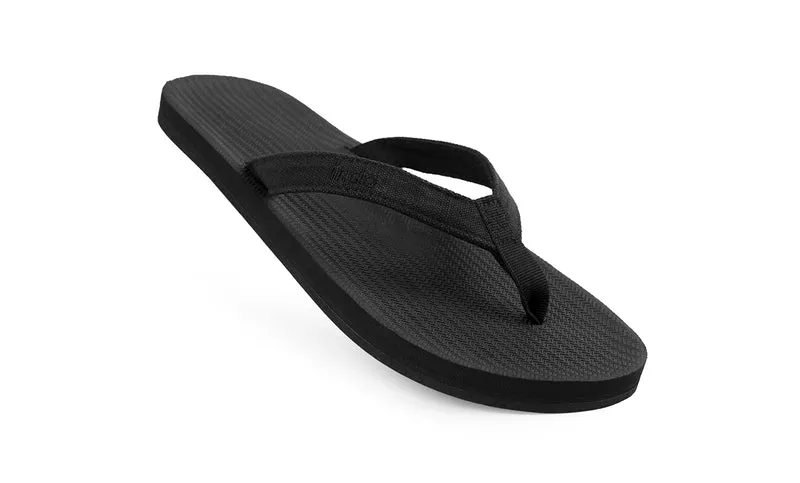 Indosole Men’s Black Ketapang Flip Flops – Recycled Fabric Eco-Friendly Slippers