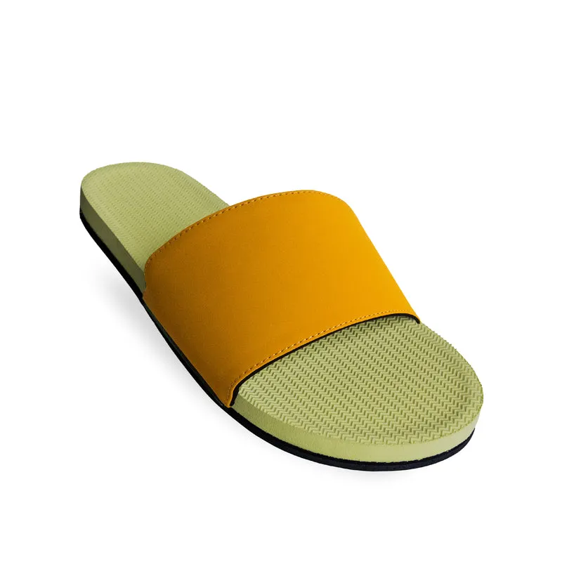 Indosole Essentials Women’s Olive/Honey Slides – Comfortable Eco-Friendly Sandals