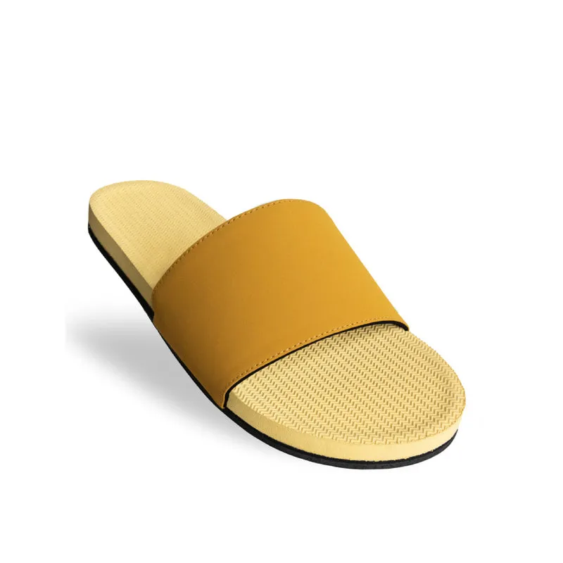 Indosole Essentials Women’s Honey/Mustard Slides – Comfortable Eco-Friendly Sandals