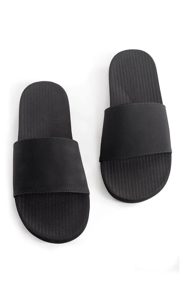 Indosole Essentials Men’s Black Slides – Comfortable Eco-Friendly Sandals