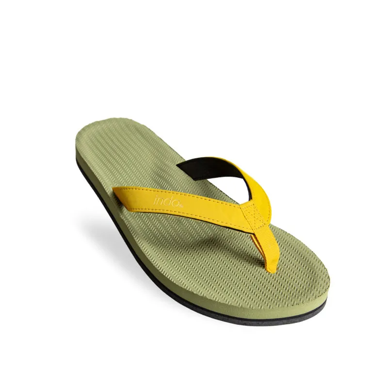Indosole Essentials Men’s Flip Flops – Olive/Honey - Sustainable Recycled Tire Sandals