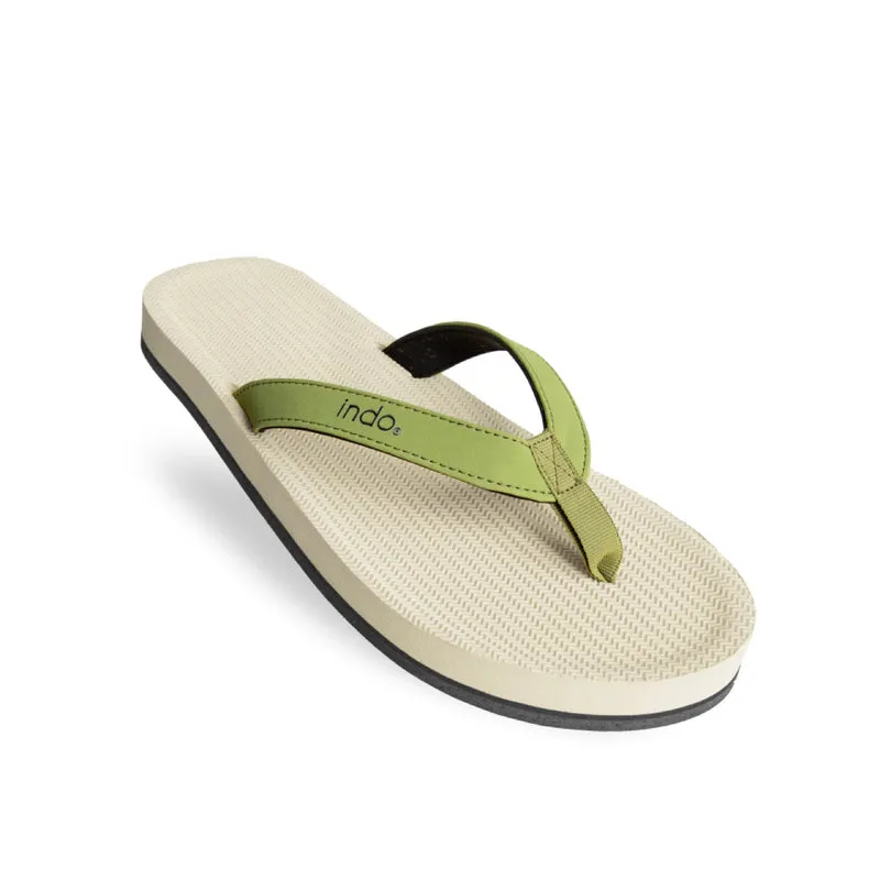 Indosole Essentials Men’s Flip Flops – Sea Salt / Olive - Sustainable Recycled Tire Sandals