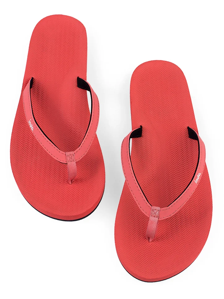 Indosole Essentials Flip Flops Women Coral – Eco-Friendly Recycled Tire Sandals for Women