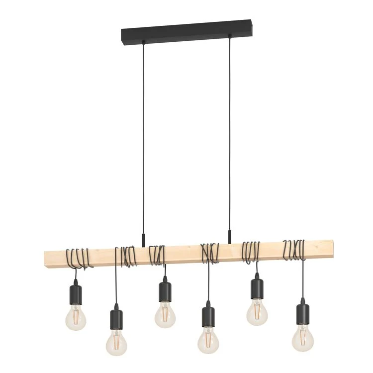 Eglo hanglamp Townshend 6-lichts E27 zwart