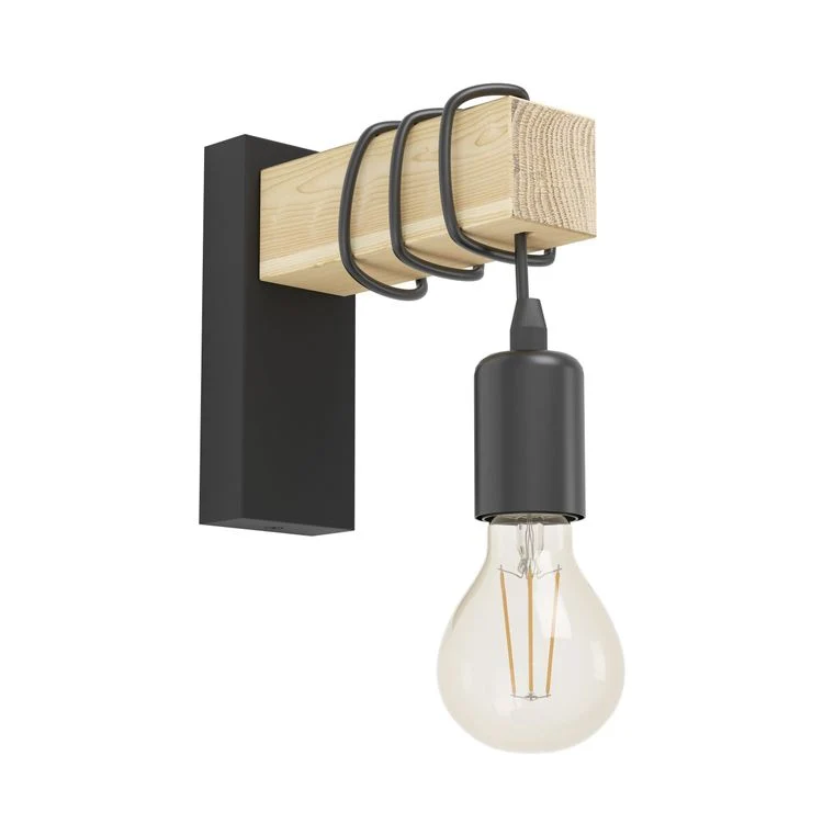 Eglo wandlamp Townshend E27 zwart hout