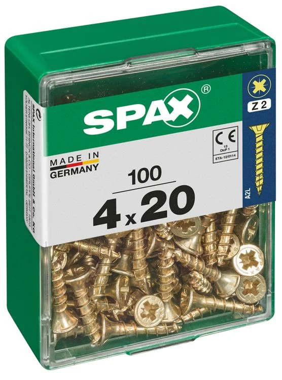 Spax schroef pozidrive verzinkt 4x20mm 100st