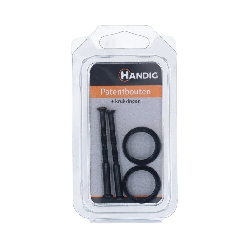 Handig patentbout met krukring ijzer 4x38mm zwart 2st