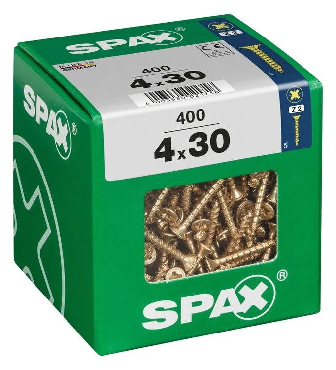 Spax schroef pozidrive verzinkt 4x30mm 400st