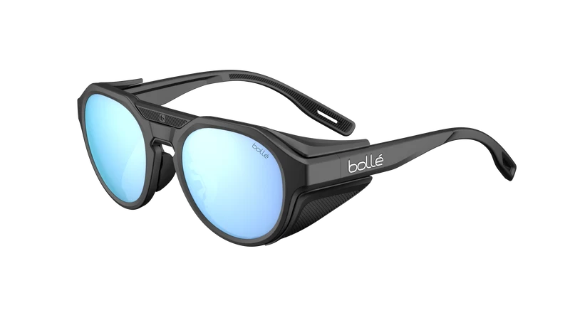 Bollé ASCENDER Black Matte Sunglasses with Sky Blue Polarized Lenses