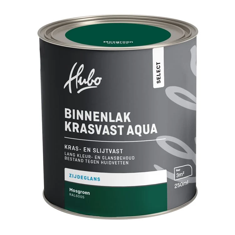 Hubo Select binnenlak zijdeglans RAL6005 mosgroen 250ml