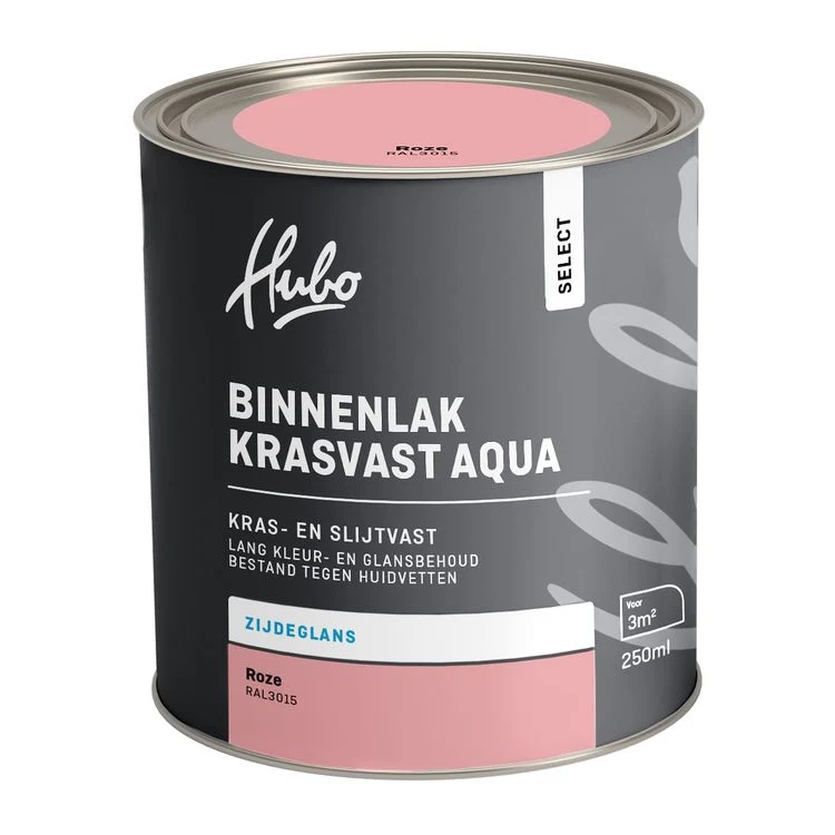 Hubo Select binnenlak zijdeglans RAL3015 roze 250ml