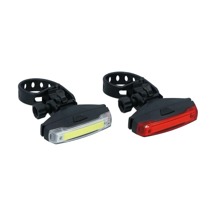 Dresco Monorail fietsverlichtingset LED oplaadbatterijen 2-delig