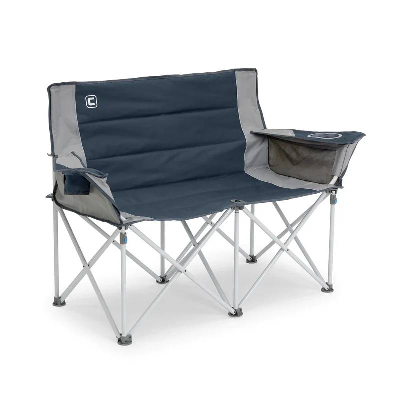 CORE EQUIPMENT Loveseat Double Outdoor Camp Padded Chair – Blue/Silver